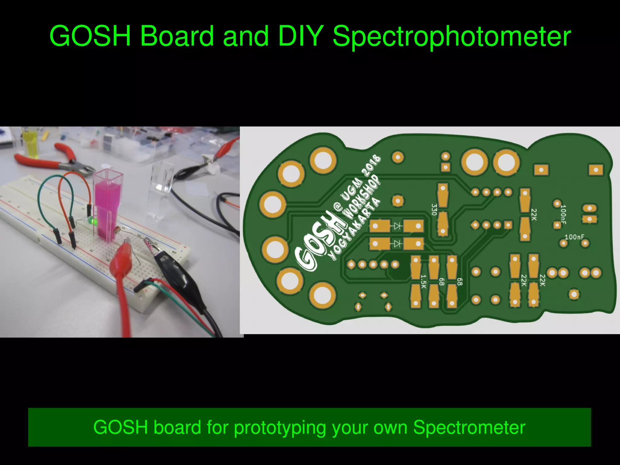   
GOSH Board and DIY Spectrophotometer
GOSH board for prototyping your own Spectrometer
 