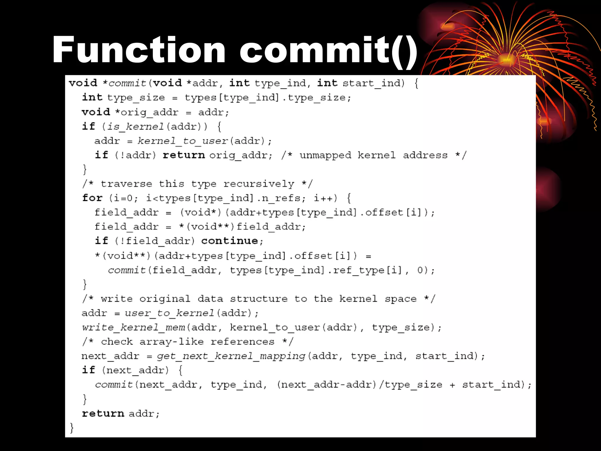 Function commit() 