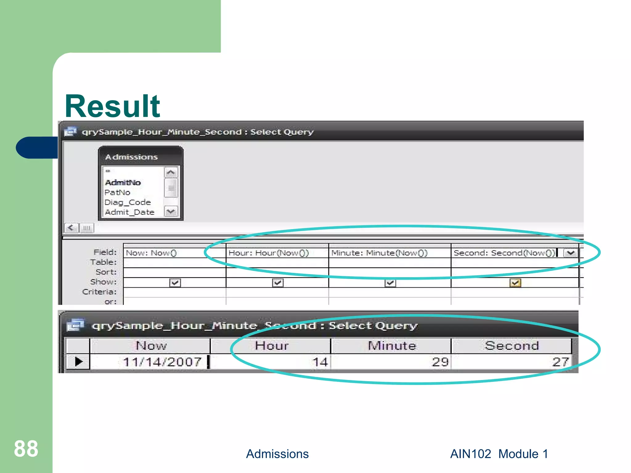 Result Admissions AIN102  Module 1 
