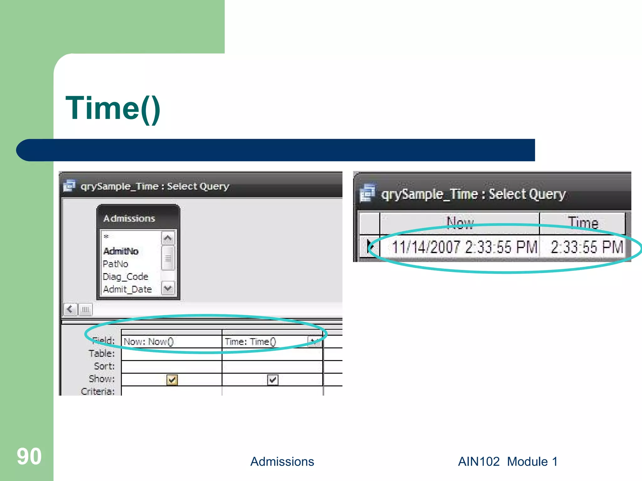 Time() Admissions AIN102  Module 1 