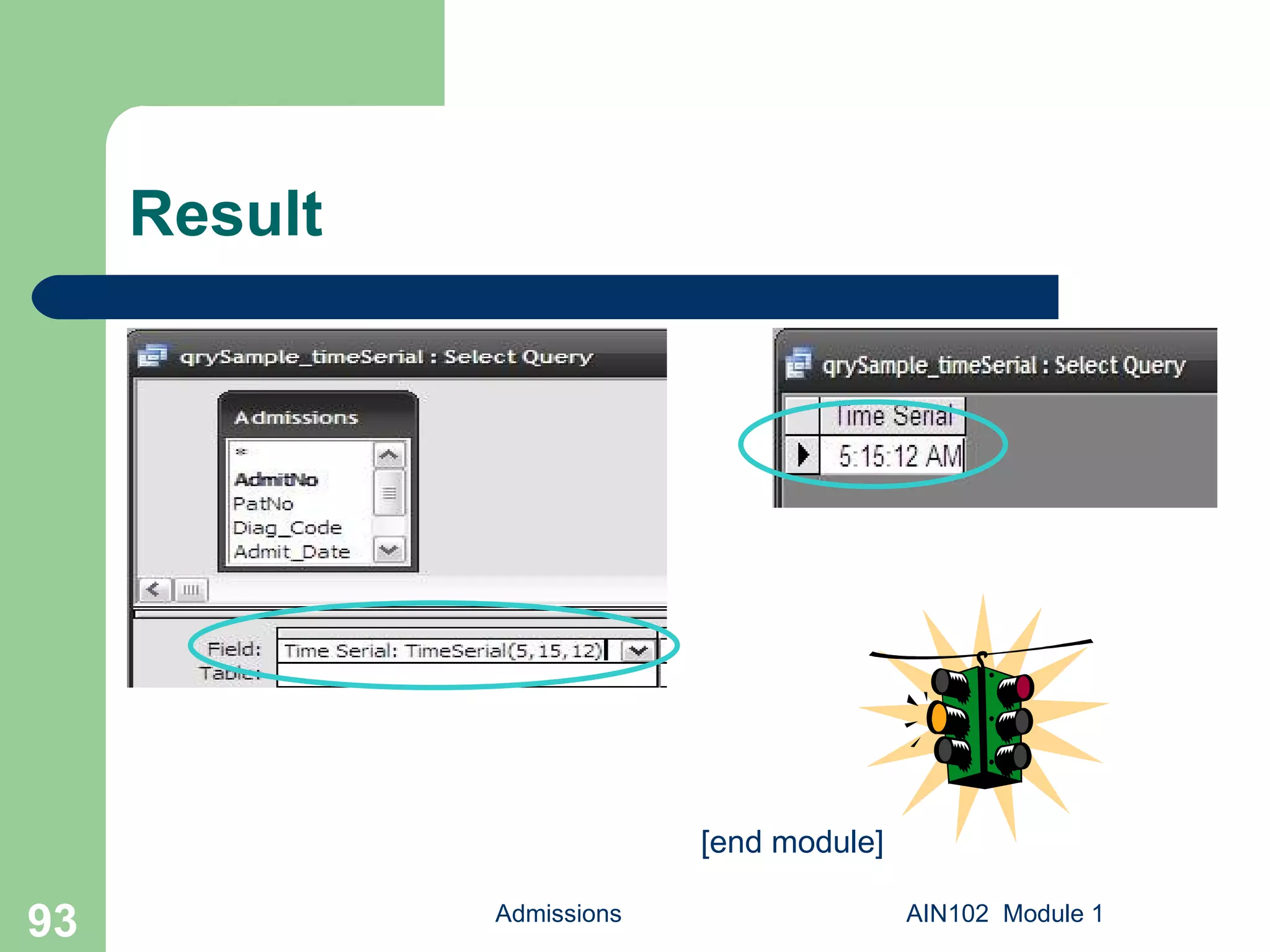 Result Admissions AIN102  Module 1 [end module] 