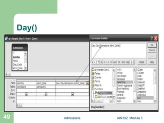 Day() Admissions AIN102  Module 1 