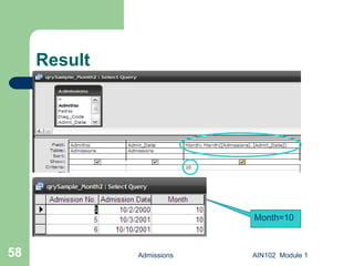 Result Admissions AIN102  Module 1 Month=10 