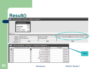 Result() Admissions AIN102  Module 1 Year 