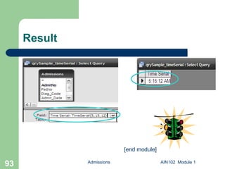 Result Admissions AIN102  Module 1 [end module] 