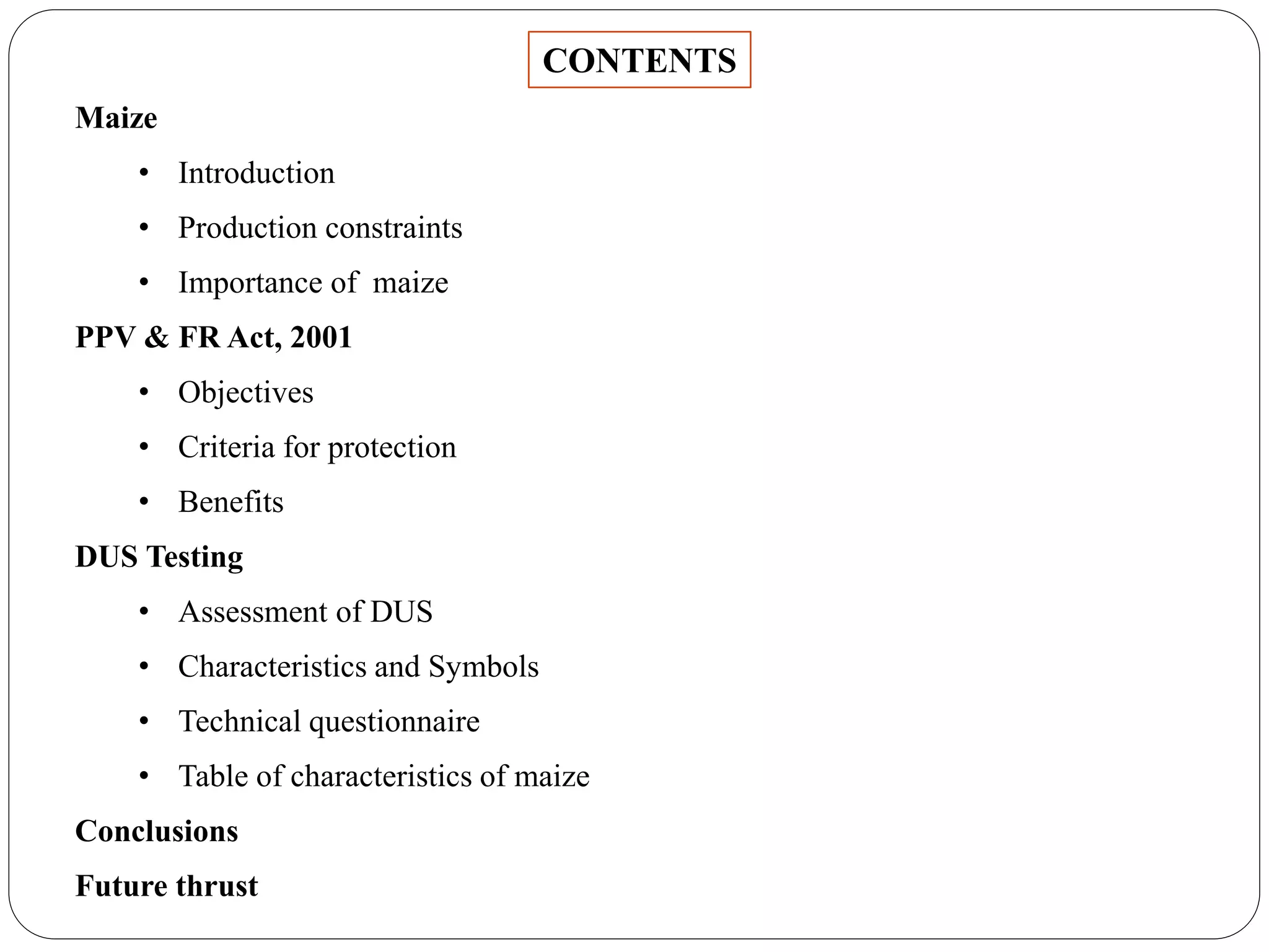 Dus Testing DUS Test Guidelines for Maize | PPTX