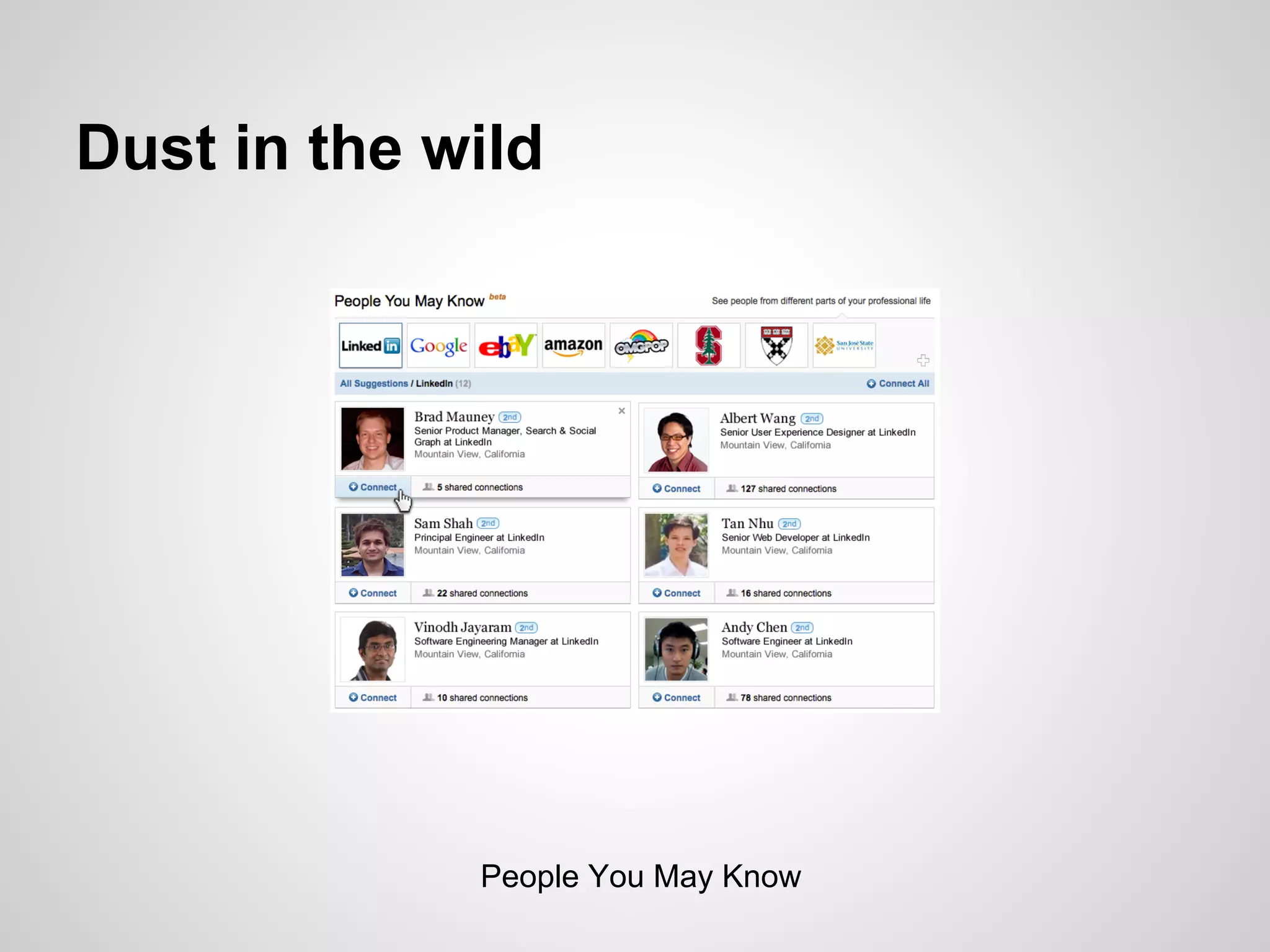 Dust in the wild




             People You May Know
 