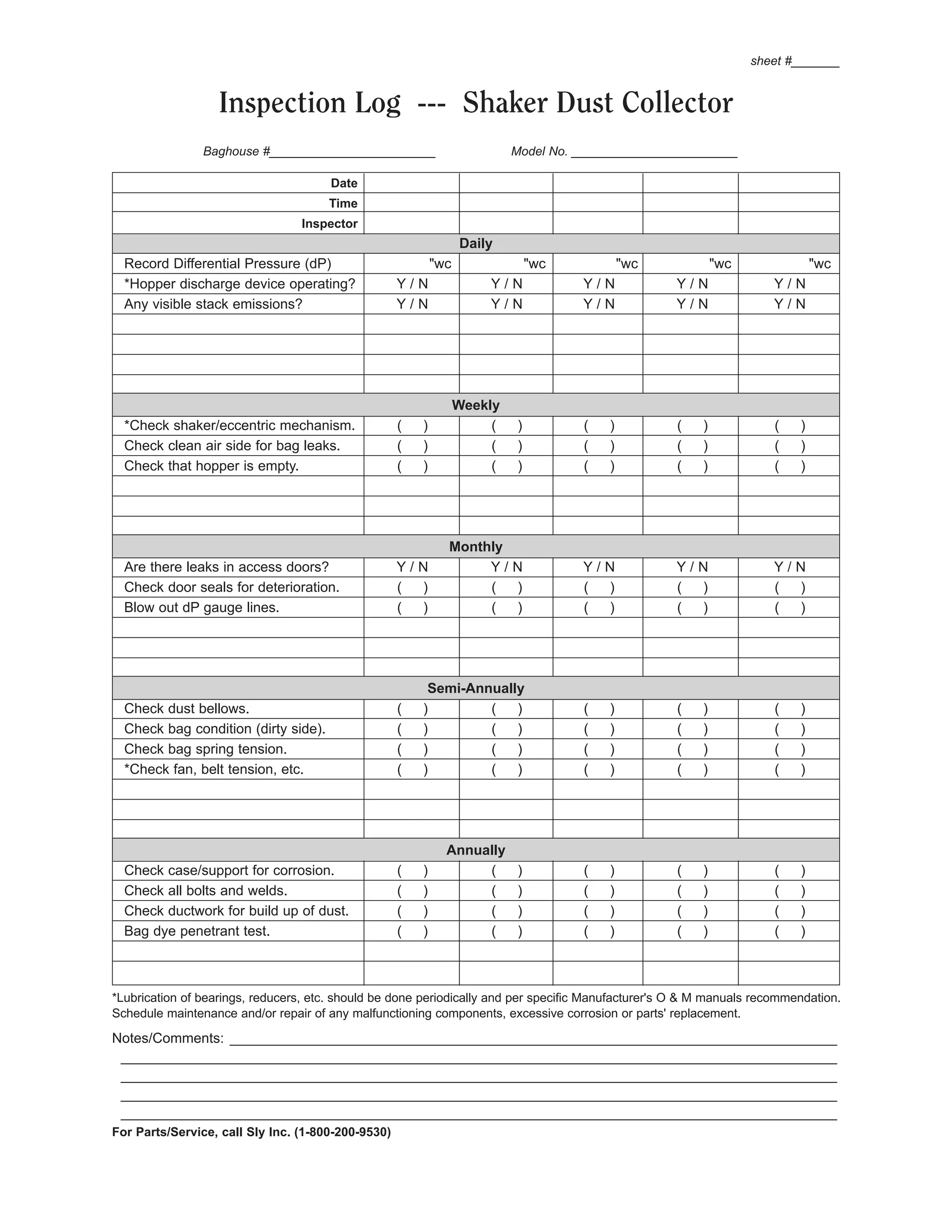 Pm Inspection Dust Collection Checklist.pdf Dust collection maintenance | PDF