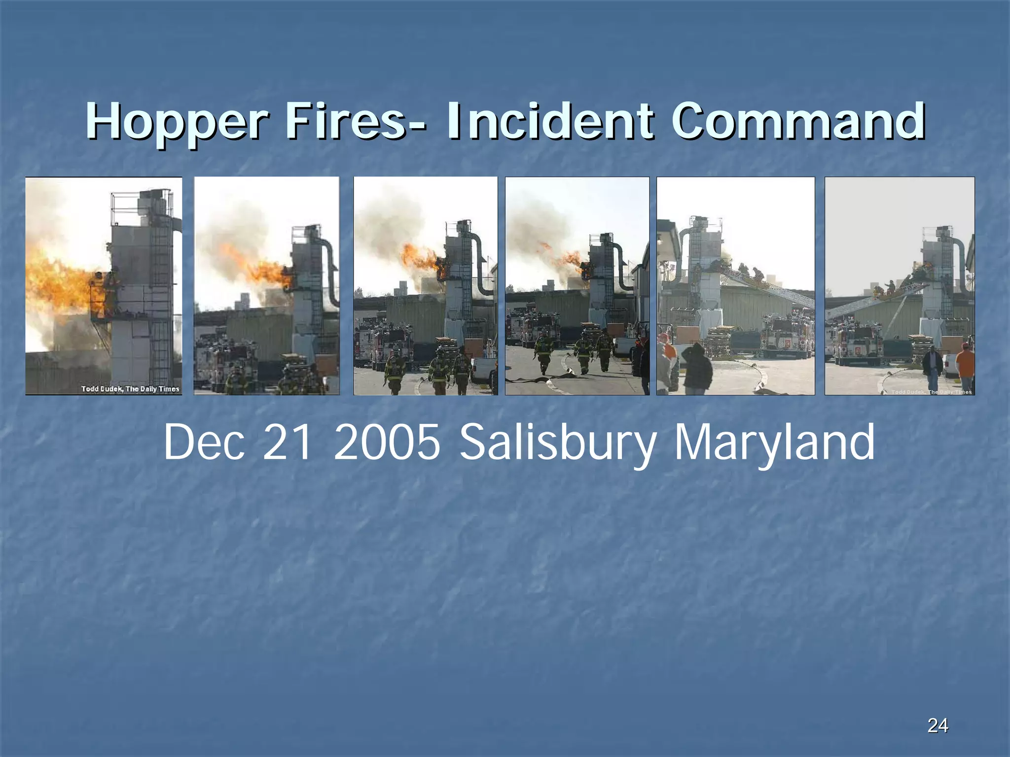 Hopper Fires- Incident Command

Dec 21 2005 Salisbury Maryland

24

 