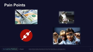 Unless otherwise indicated, these slides are © 2013 -2016 Piv otal Software, Inc. and licensed under a
Creative Commons Attribution-NonCommercial license: http://creativecommons.org/licenses/by-nc/3.0/
Pain Points
9
 