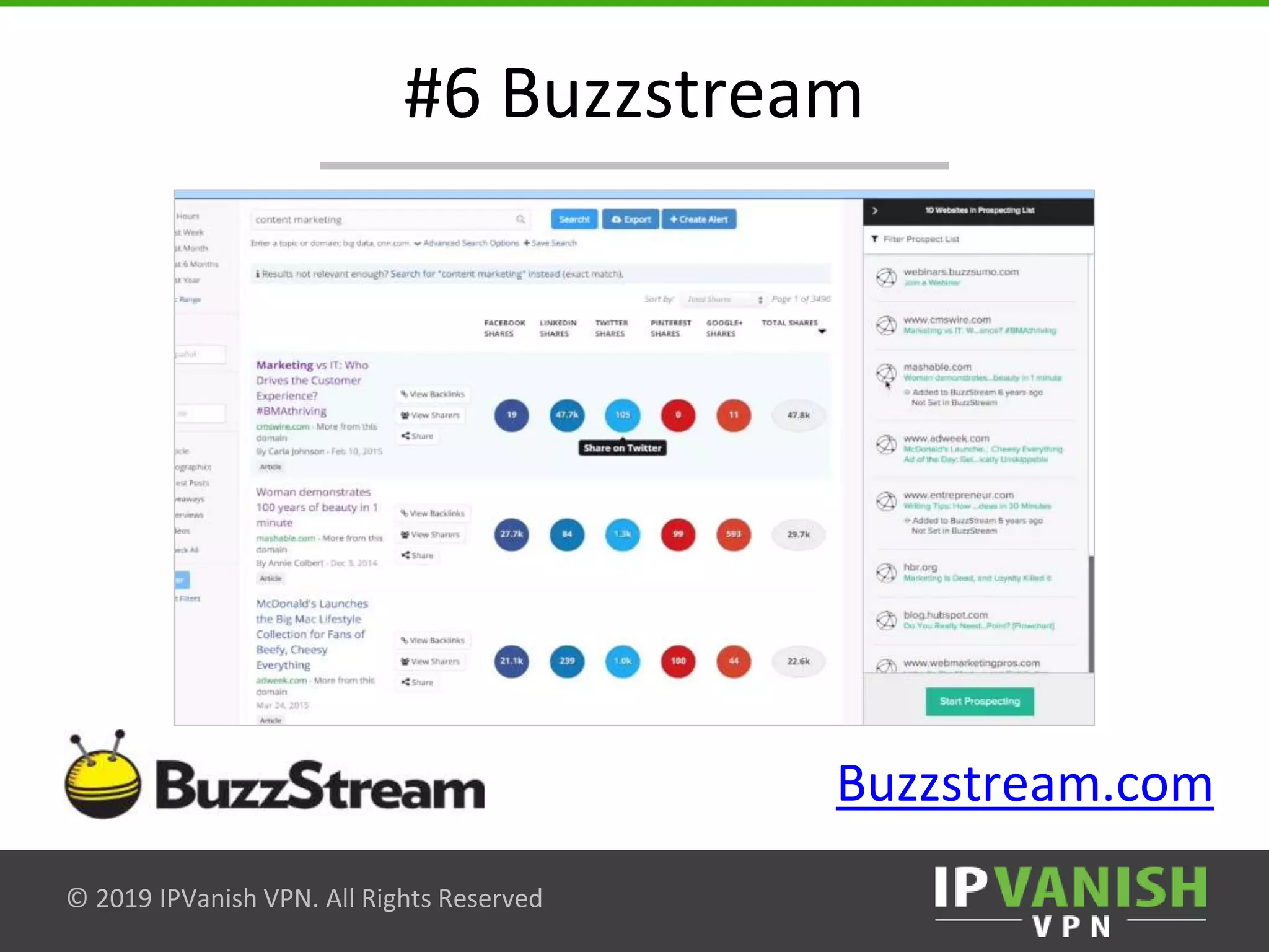 © 2019 IPVanish VPN. All Rights Reserved
#6 Buzzstream
Buzzstream.com
 