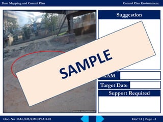 Doc. No : BAL/DS/DMCP/A11-05Dec’ 13 | Page -3 
Suggestion 
KAM 
Target Date 
Support Required 
Dust Mapping and Control PlanControl Plan Environment.  