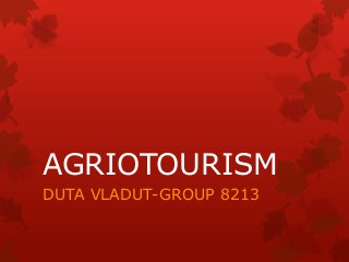 AGRIOTOURISM
DUTA VLADUT-GROUP 8213
 