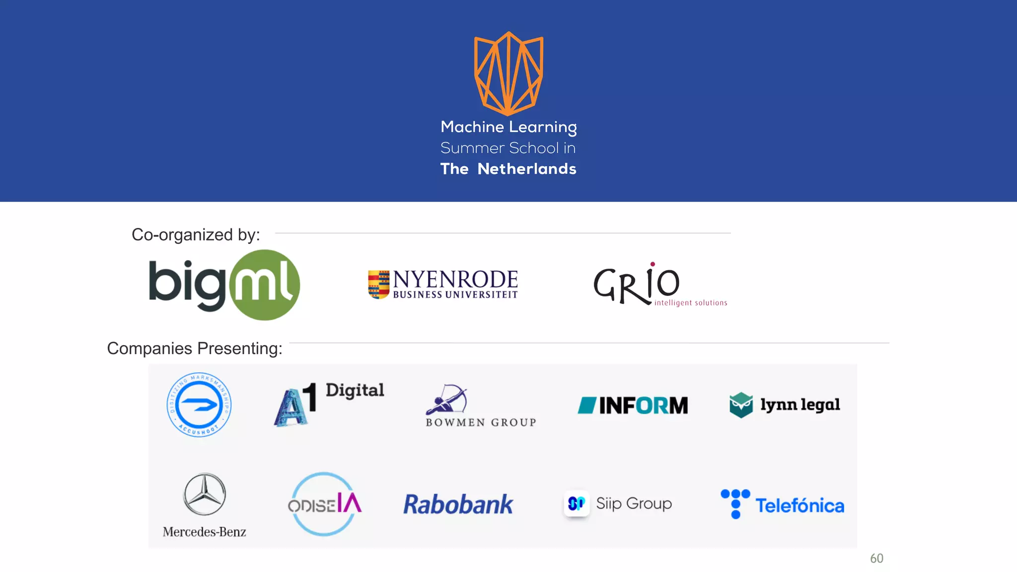 Co-organized by:
Companies Presenting:
60
 