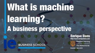 What is machine
learning?
A business perspective
BUSINESS SCHOOL
Enrique Dans
http://www.enriquedans.com
Breukelen - July 8, 2019
Machine Learning
Summer School in
The Netherlands
 
