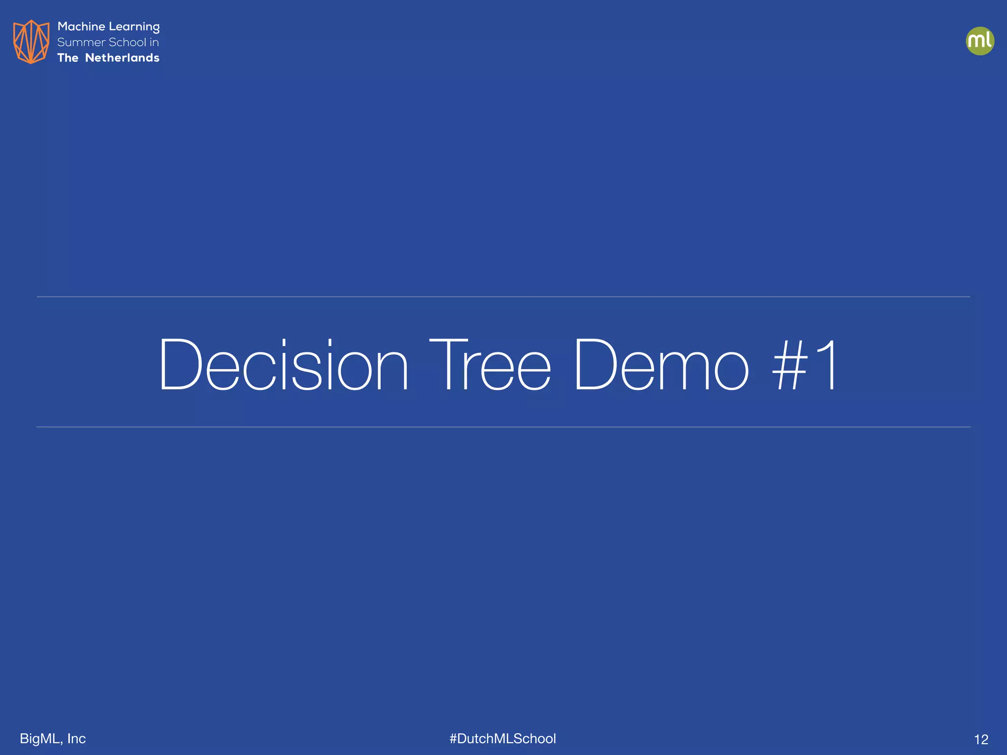 BigML, Inc #DutchMLSchool
Decision Tree Demo #1
12
 