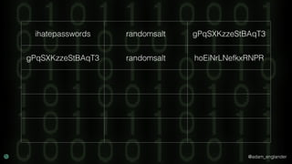@adam_englander
ihatepasswords randomsalt gPqSXKzzeStBAqT3
gPqSXKzzeStBAqT3 randomsalt hoEiNrLNefkxRNPR
 