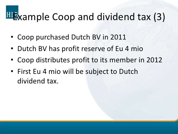 Substantial Interest and div tax for Coops