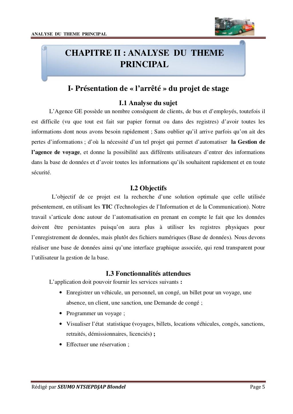 Gestion d’une agence de voyage routière (Blondel Seumo)