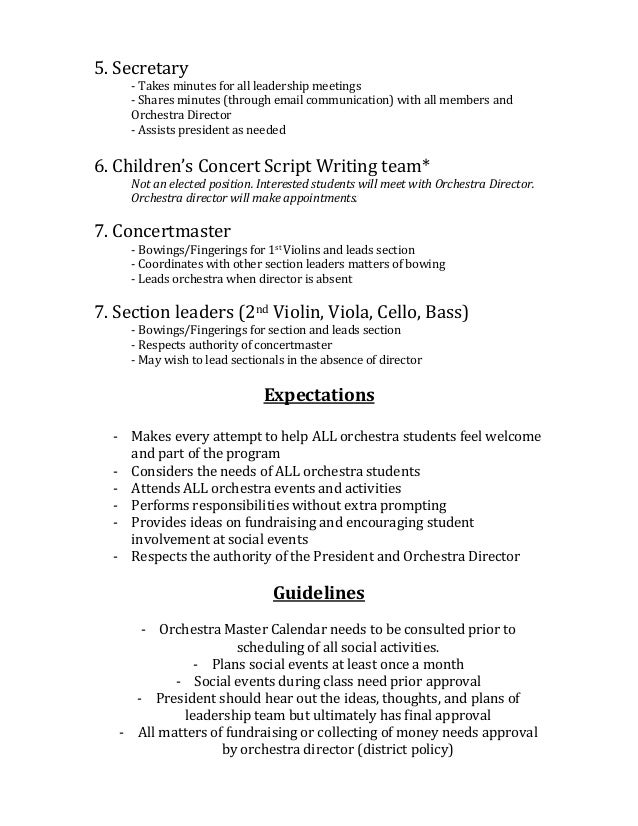 Duties and responsibilities