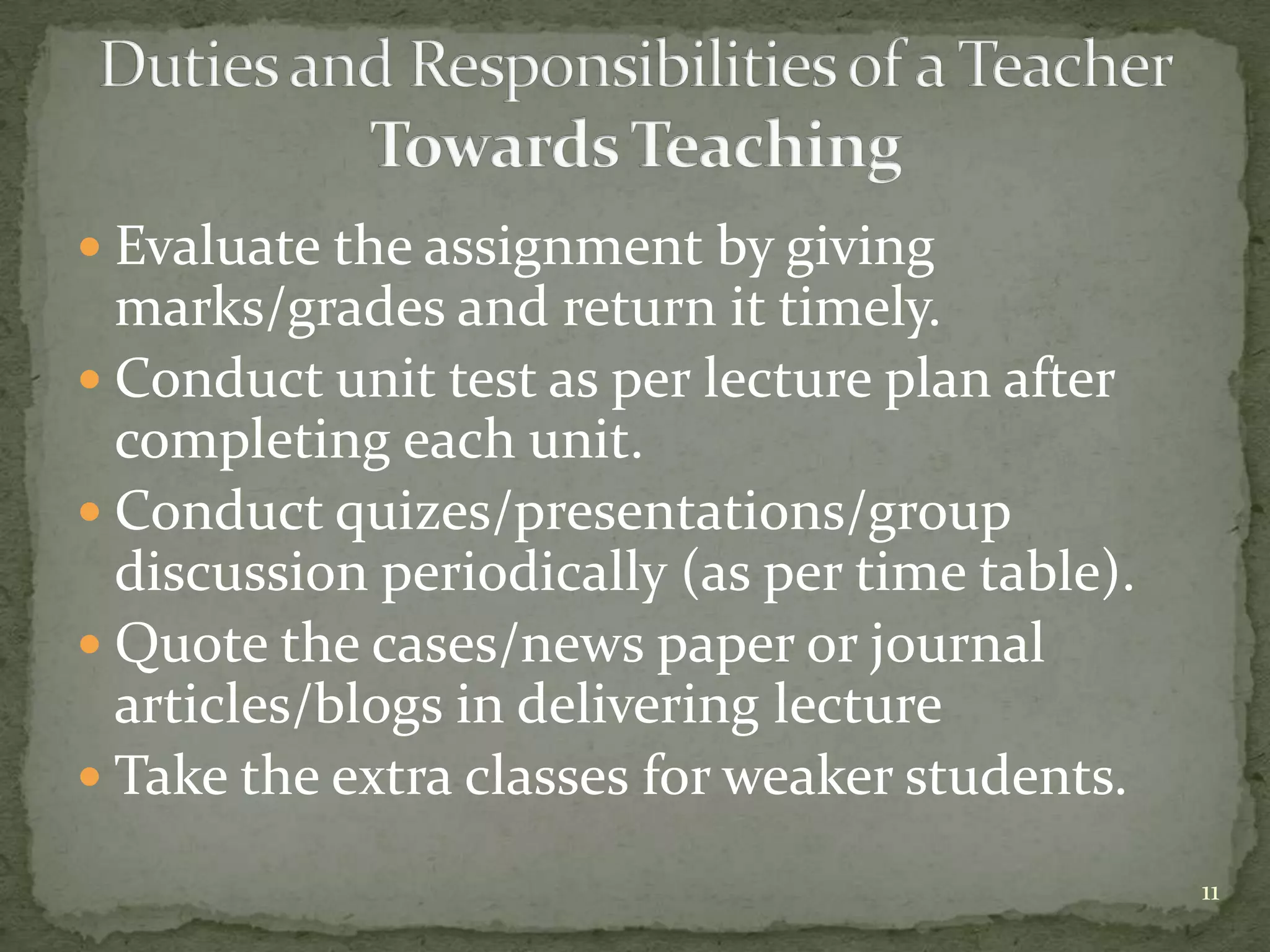 Duties and responsibilities of a teacher | PPTX