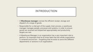 Duties and responsibilities of a warehouse manager | PPTX