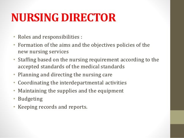 duties and responsibilities of the nursing personnel director of nursing responsibilities