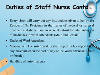 Duties And Responsibilities Of Various Category Of Nursing Personnel