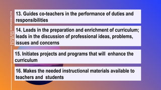 Comprehensive Duties and Responsibilities of Master Teachers MT-1 & MT ...