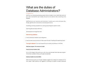 Duties of data_base_administrators