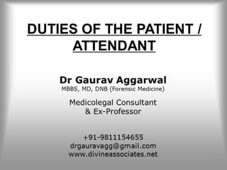 Duties of the patient