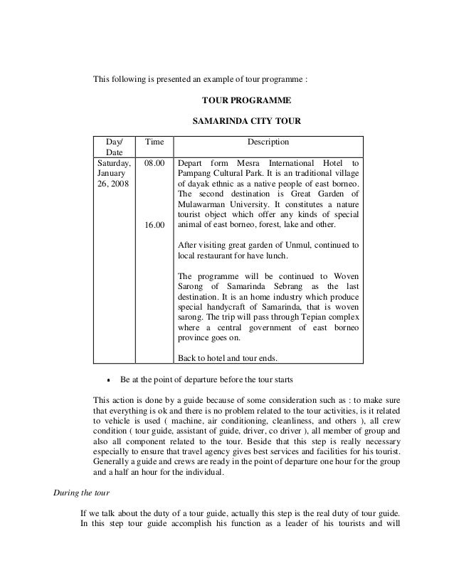 Duties of tour guide 20145