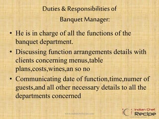 Duties and responsibilities of banquet manager