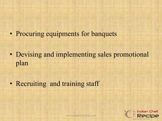 Duties and responsibilities of banquet manager