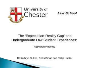 Law School




   The ‘Expectation-Reality Gap’ and
Undergraduate Law Student Experiences:
                 Research Findings



   Dr Kathryn Dutton, Chris Broad and Philip Hunter
 