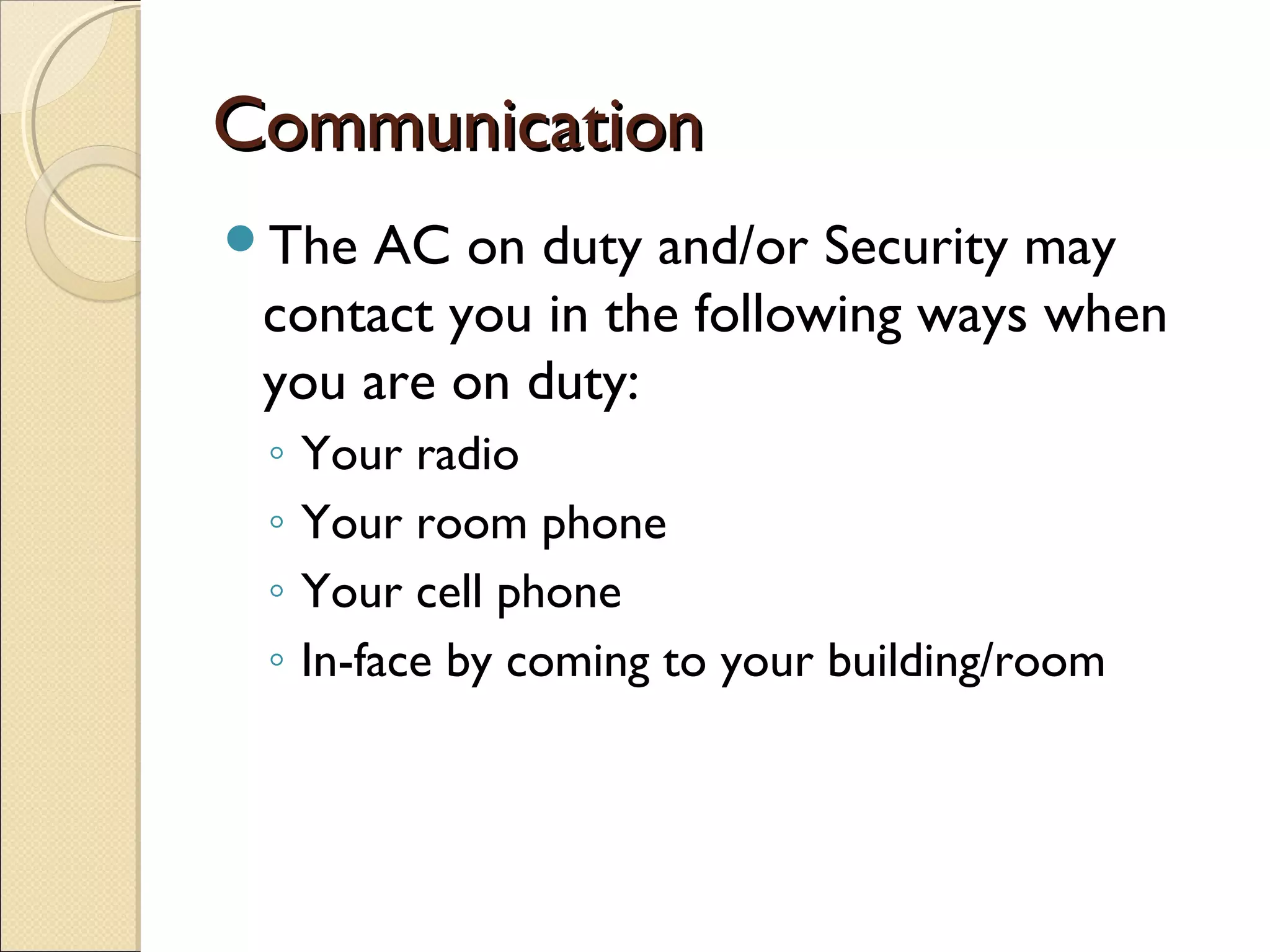 Duty protocol & crisis response | PPT | First Aid | Injuries