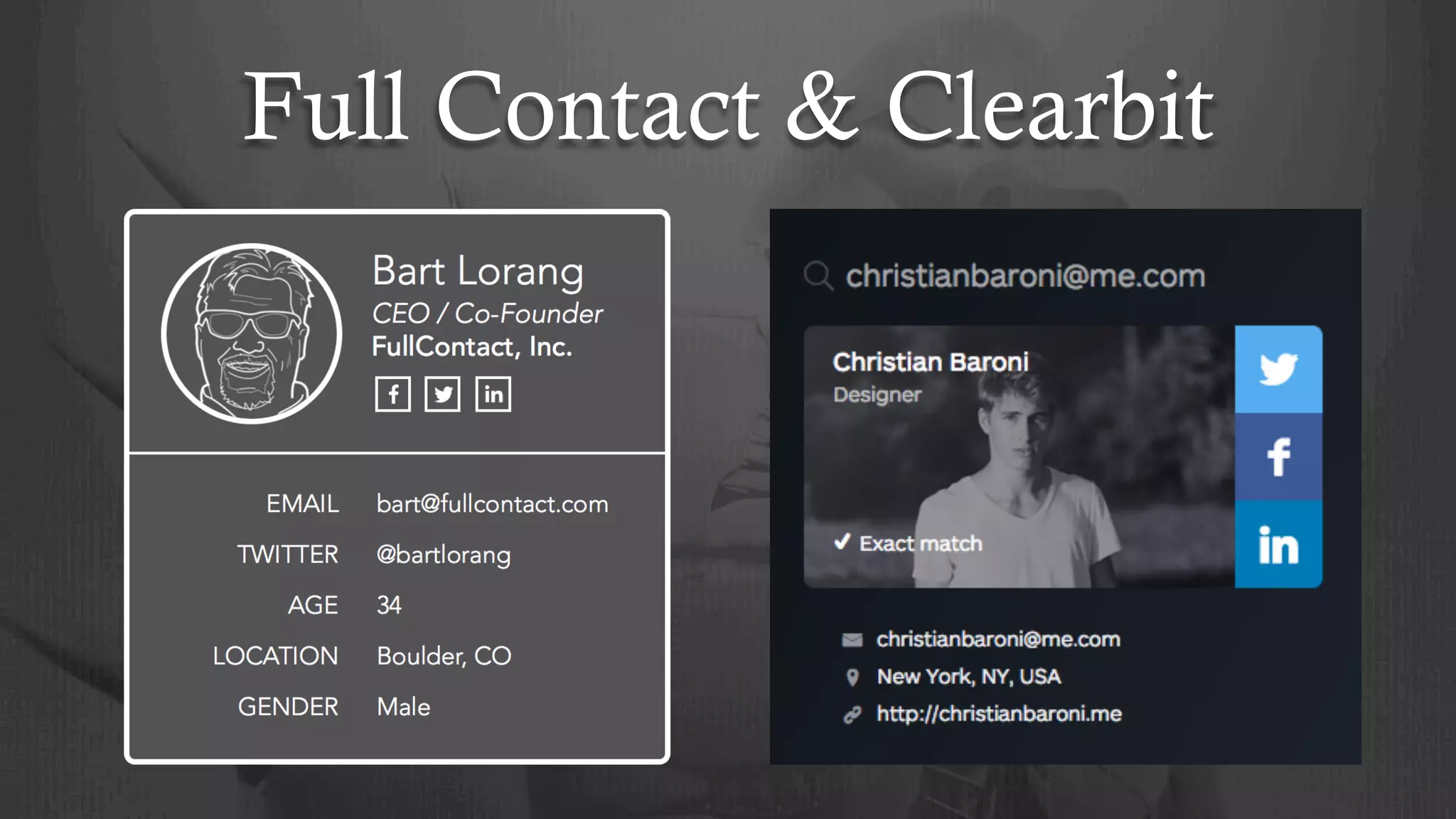 Full Contact & Clearbit
 