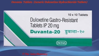 Duvanta Tablets (Generic Duloxetine Hydrochloride Tablets)
© The Swiss Pharmacy
 
