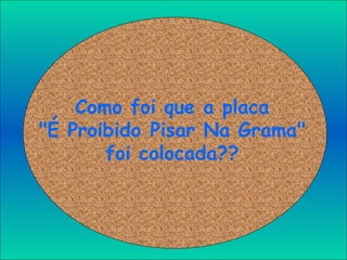 Como foi que a placa "É Proibido Pisar Na Grama" foi colocada?? 