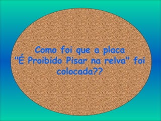 Como foi que a placa "É Proibido Pisar na relva" foi colocada?? 