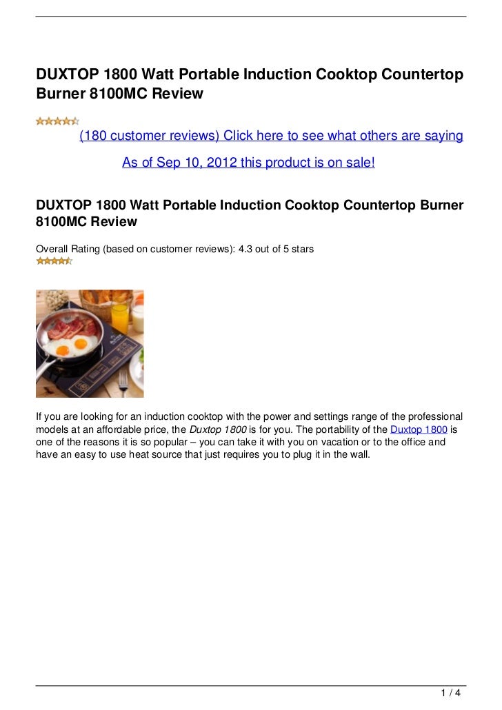 Duxtop 1800 Watt Portable Induction Cooktop Countertop Burner 8100mc
