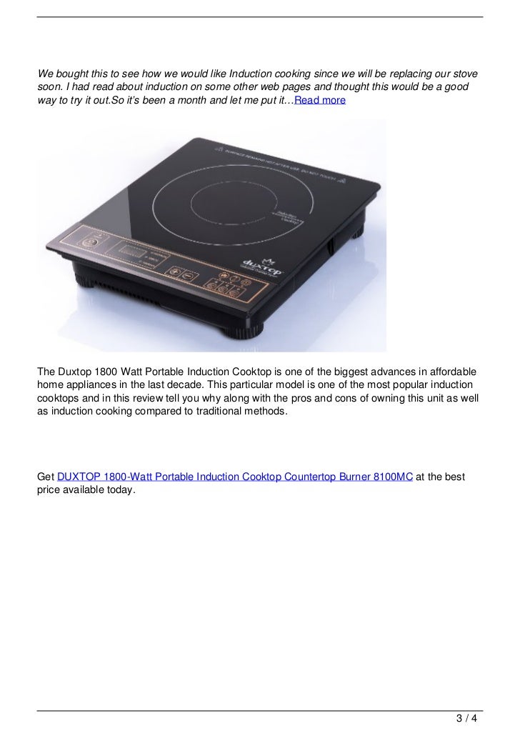 DUXTOP 1800 Watt Portable Induction Cooktop Countertop Burner 8100MC Review