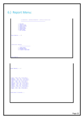 Page.22
6.) Report Menu:
 