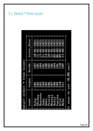Page.26
2.) Select * from Issue:
 
