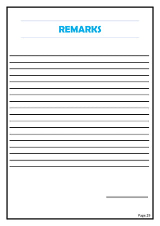 Page.29
REMARKS
_____________________________________
_____________________________________
_____________________________________
_____________________________________
_____________________________________
_____________________________________
_____________________________________
_____________________________________
_____________________________________
_____________________________________
_____________________________________
_____________________________________
_____________________________________
_____________________________________
_____________________________________
_____________________________________
_____________________________________
_____________________________________
___________
 