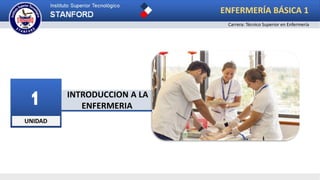 UNIDAD
1 INTRODUCCION A LA
ENFERMERIA
ENFERMERÍA BÁSICA 1
Carrera: Técnico Superior en Enfermería
 