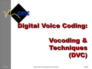 Digital Voice Coding:  Vocoding & Techniques (DVC) 