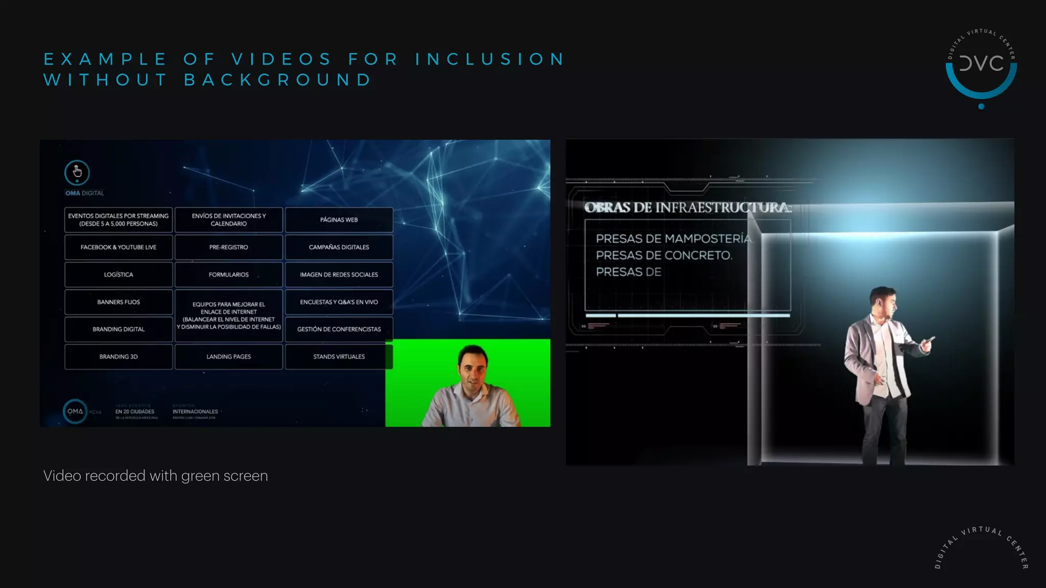 E X A M P L E O F V I D E O S F O R I N C L U S I O N
W I T H O U T B A C K G R O U N D
Video recorded with green screen
 