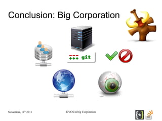 Conclusion: Big Corporation




November, 14th 2011   DVCS in big Corporation
 