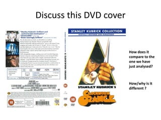 Discuss this DVD cover
How does it
compare to the
one we have
just analysed?
How/why is it
different ?
 